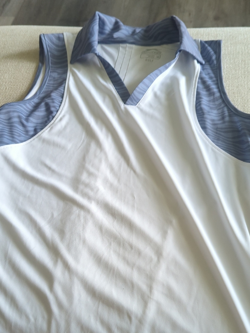 Slazenger White Sleeveless Polo Top with Light Blue Trim